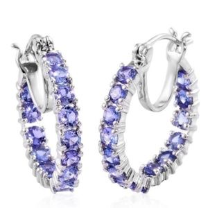 Tanzanite Inside Out Hoop Sterling Silver Earrings
